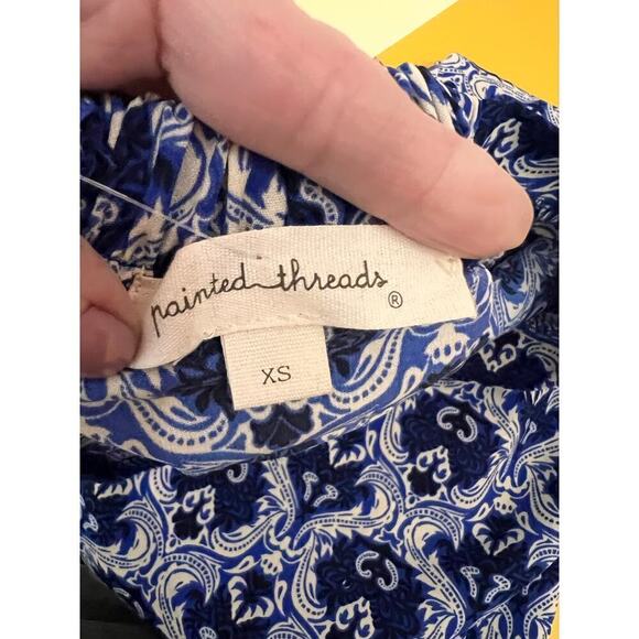 Painted Threads Blue Paisley Damask Print A-Line Flare Mini Skirt Size XS NWT - Picture 5 of 8